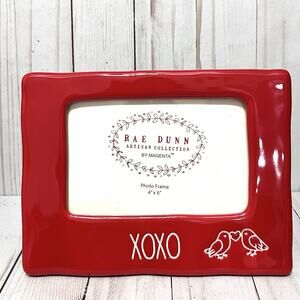 Rae Dunn Red “XOXO” Picture Frame 4”x6” Photo Valentine’s Ceramic Love Birds
